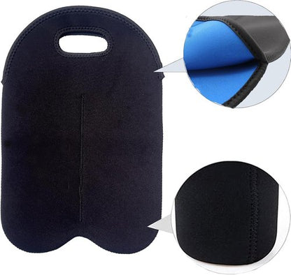 2 Bottle Wine Carrier Tote Bag for 750ML Wine Bottles, Neoprene Wine Bottle Travel Protector Bags, Reusable Insulated Wine Bag Tote Gift Bags for Travel/Restaurant/Party/Beach/Christmas, Black&blue