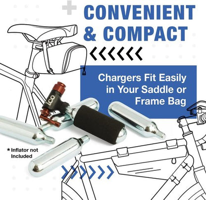 ICO 16g Co2 Cartridges (30 pack), Handheld, Alloy Steel, Food Grade, 100 psi, Automatic, Leak Proof, Two-year Guarantee, Ideal for Bike Tires & Beverage Devices