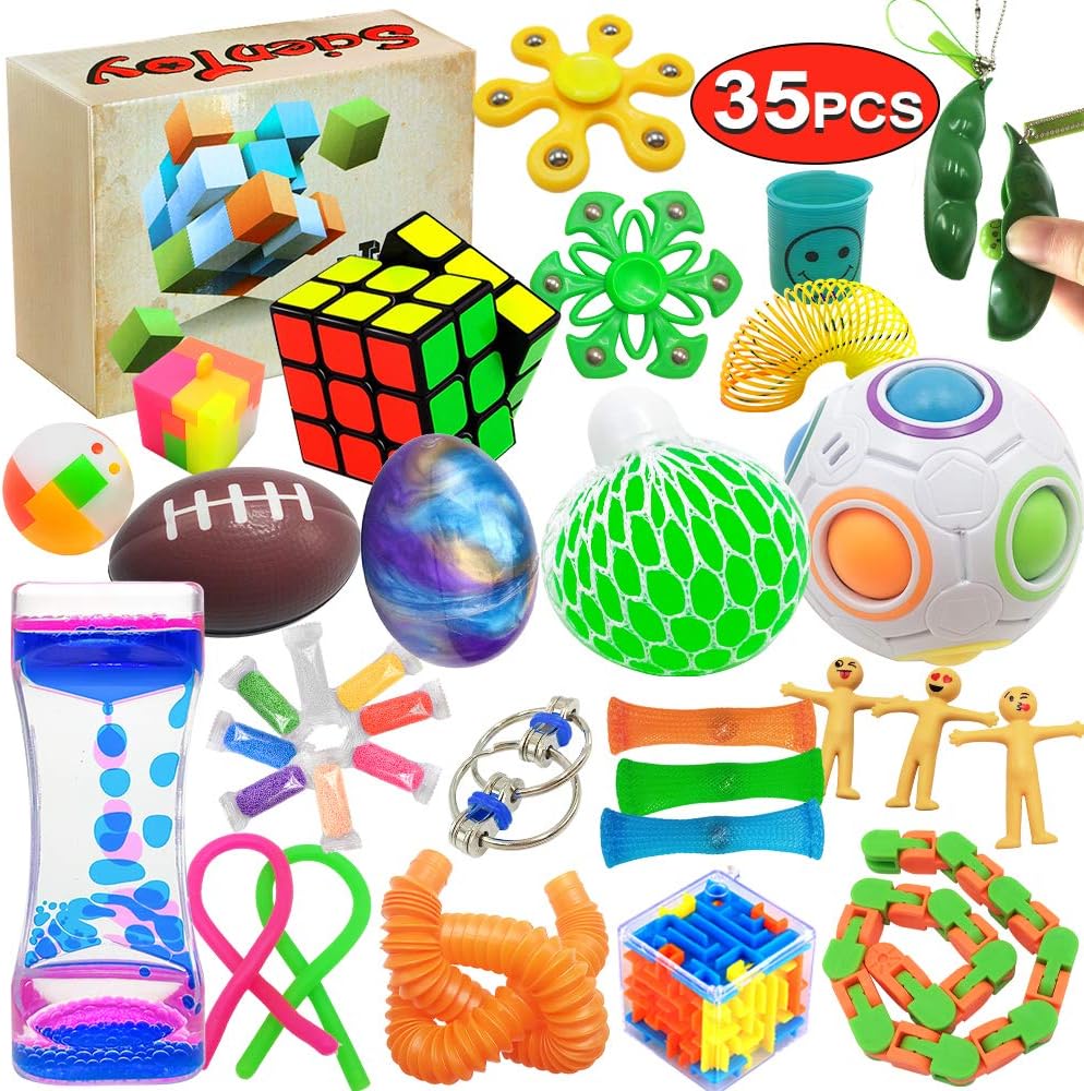 Scientoy Fidget Toy Set - 35 Pcs Sensory Toys for Stress Relief | Ideal for ADD, OCD, Autism & Anxiety
