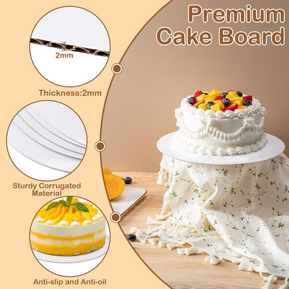 Skiennix 10-Inch Round Cake Boards - 6 Pcs Waterproof & Oil-Proof Food-Grade Cardboard for Weddings & Desserts