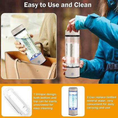 Hydrogen Water Bottle, Hydrogen Water Generator with Advanced SPE PEM Technology, High-Efficiency Portable 420ml Water Ionizer for Office, Travel, Fitness & Everyday Hydration