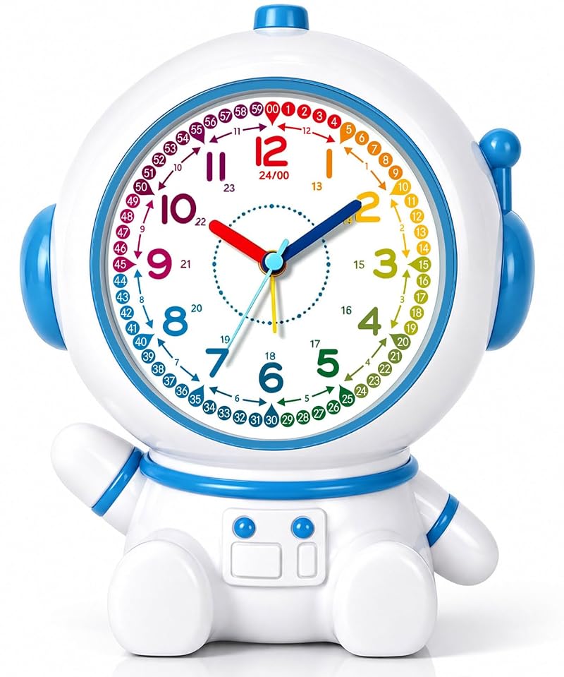 Analog Alarm Clock for Kids with Night Light – Blue, Snooze, 2 Alarm Modes