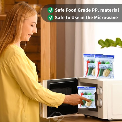 100 Pcs Microwave Steamer Bags 7.9 X 8.6 Inch Zipper Steam Cooking Bags Reusable Microwave Cooking Bag for Vegetables Potatoes and Meat (100)