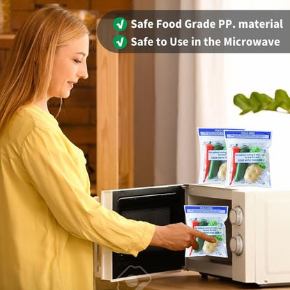 100 Pcs Microwave Steamer Bags 7.9 X 8.6 Inch Zipper Steam Cooking Bags Reusable Microwave Cooking Bag for Vegetables Potatoes and Meat (100)
