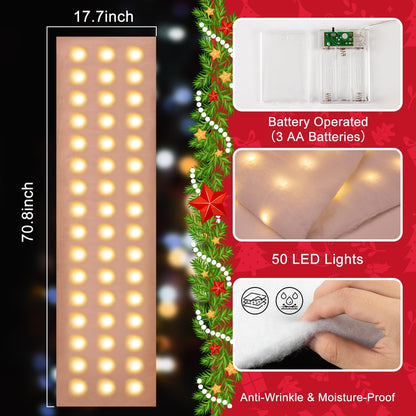 Skiennix Christmas LED Snow Blanket - 71 x 18 Inches with Lights for Festive Displays | Fake Snow Decor