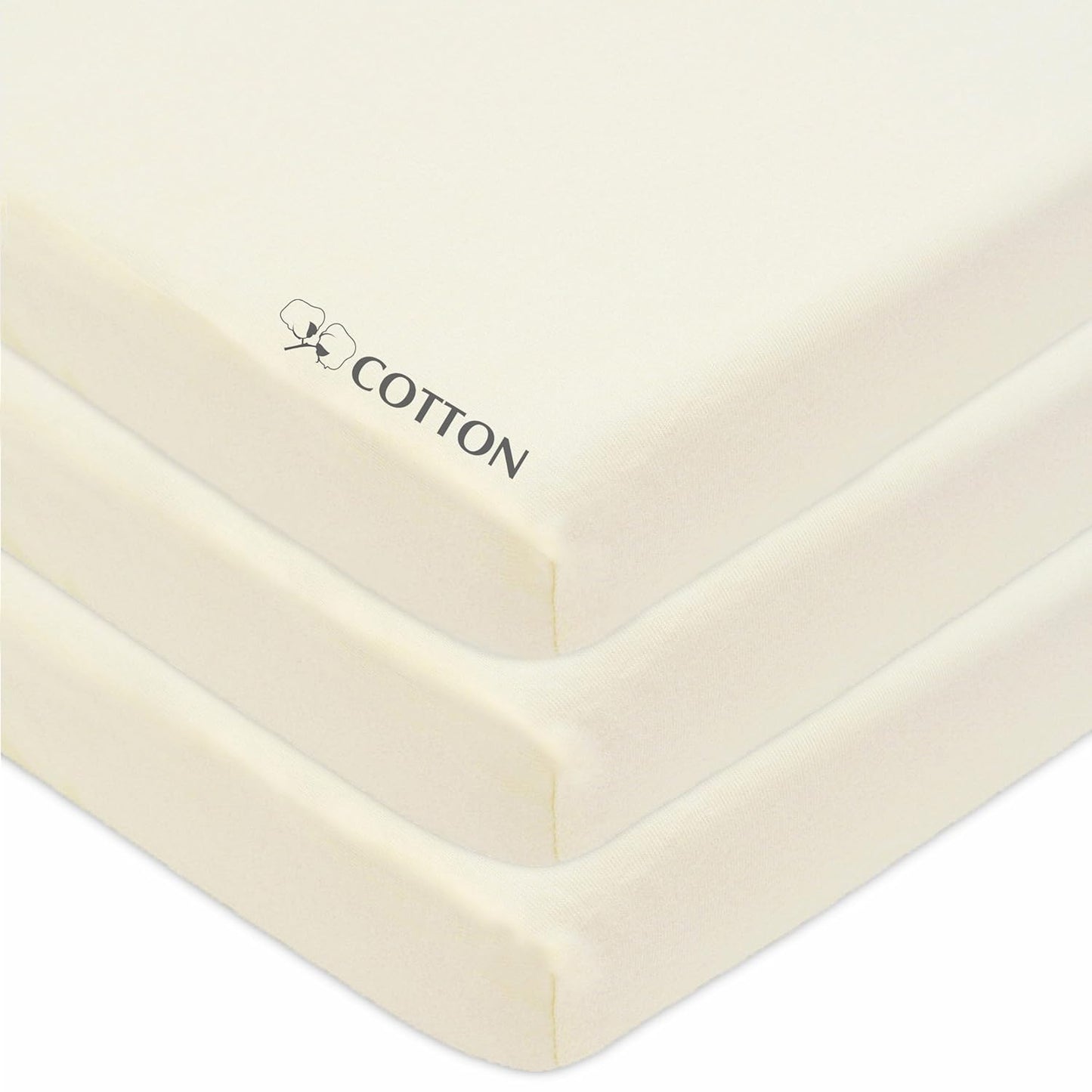 American Baby Company 3 Pack Natural Cotton Fitted Mini Crib Sheets - Soft, Breathable, 38" x 24", Beige