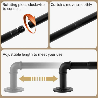 Industrial Curtain Rods - Blackout Wrap Around Design for Windows 28-48 Inches | 7/8 Inch Diameter