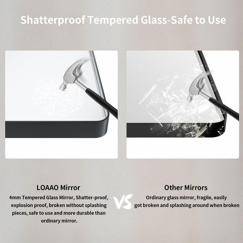 LOAAO 55X36 Inch Black Metal Framed Bathroom Mirror for Wall, Matte Black Bathroom Vanity Mirror Farmhouse, Large Rounded Rectangle Mirror, Anti-Rust, Tempered Glass, Hangs Horizontally or Vertically