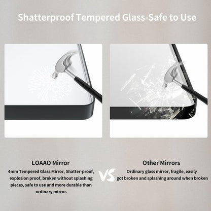 LOAAO 55X36 Inch Black Metal Framed Bathroom Mirror for Wall, Matte Black Bathroom Vanity Mirror Farmhouse, Large Rounded Rectangle Mirror, Anti-Rust, Tempered Glass, Hangs Horizontally or Vertically