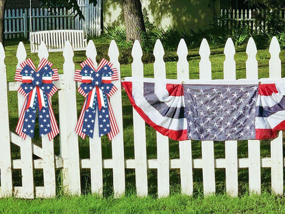 Threetols Patriotic Wreath Bows - Large Red, White & Blue Burlap Bows for Memorial Day & 4th of July Decor