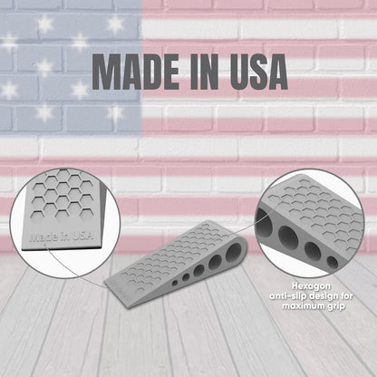 Skiennix Door Stoppers - Heavy Duty Rubber Wedge for Carpet & Tile | Made in USA, Gray 2-Pack