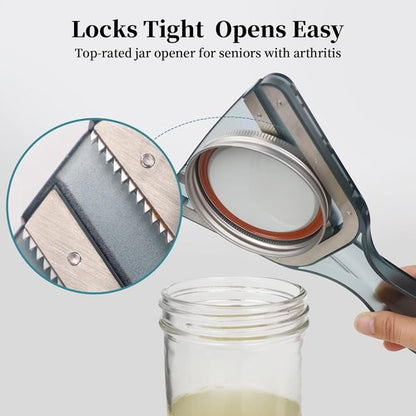 Jar Opener for Seniors - Easy Twist-Off Lid & Bottle Opener | Ergonomic Non-Slip Handle, Ideal Gift (Gray)