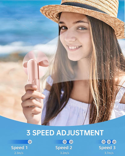 Skiennix Mini Handheld Fan - USB Rechargeable Portable Fan with 2000 mAh Battery | 3 Adjustable Speeds