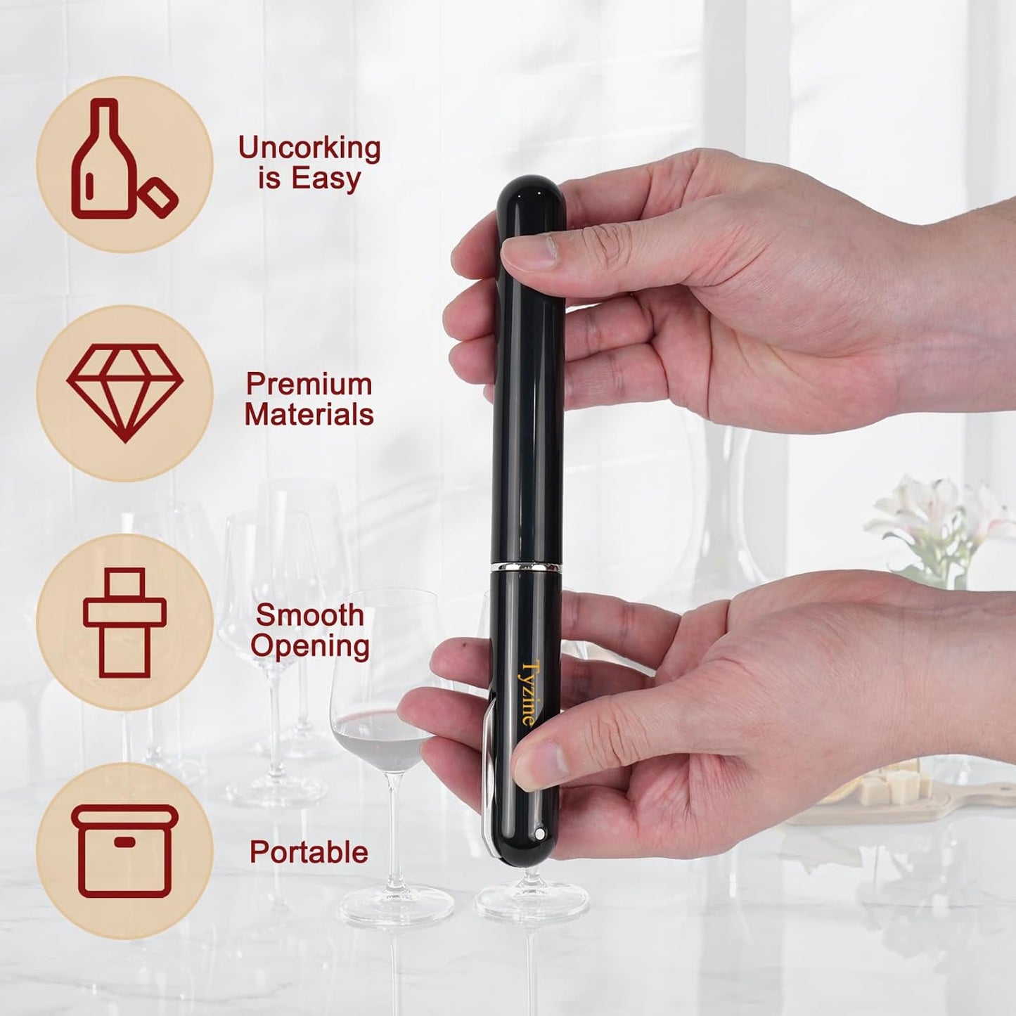 Wine Air Pressure Pump Bottle Opener With Cutting Wine Bottle Foil Knife, Efficient Corkscrew Bottle Opener,Easy Screw Out Tool,Great For Wine Lovers,Perfect Wine Gift. (black), small