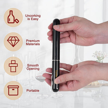 Wine Air Pressure Pump Bottle Opener With Cutting Wine Bottle Foil Knife, Efficient Corkscrew Bottle Opener,Easy Screw Out Tool,Great For Wine Lovers,Perfect Wine Gift. (black), small