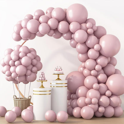 RUBFAC Dusty Pink Balloons - 129-Piece Latex Garland Kit for Baby Showers & Weddings | 5-12 Inch Sizes
