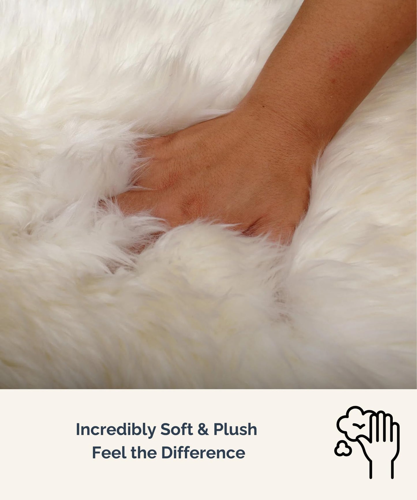 Woolous Sheepskin Rug, Genuine New Zealand Natural Lambskin Wool Real Sheep Skin Fur Throw Area Rug for Living Room, Bedroom, Sofa or Chair Covers (Single pelt 2x3 ft, Ivory White)