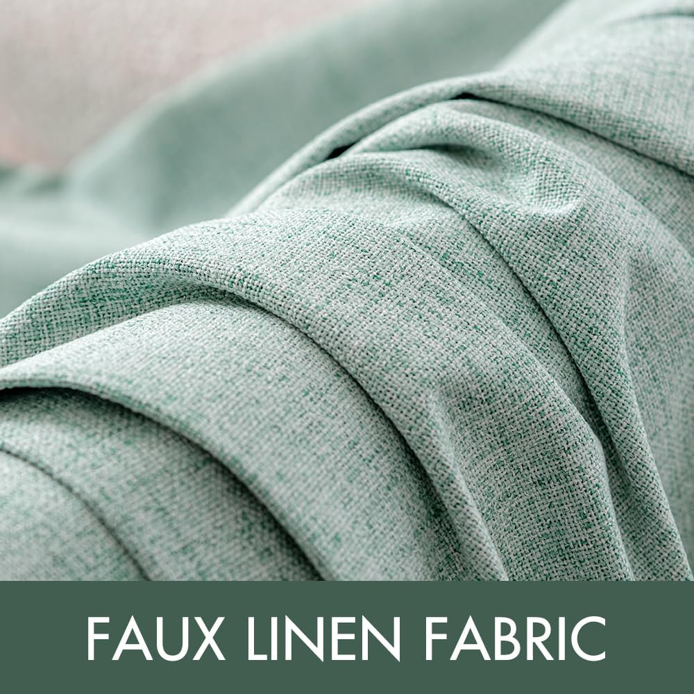 MIULEE Blackout Curtains - 100% Thermal Insulated Linen Texture Drapes | Seafoam Green, 52x84 Inch (2 Panels)