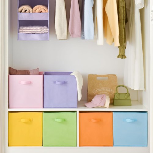 Granny Says 13-Inch Cube Storage Bins - Colorful Fabric Organizers for Kids' Rooms | 6-Pack