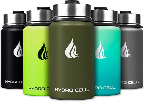 HYDRO CELL Stainless Steel Insulated Water Bottle - Modern Leakproof Flask for Hot & Cold Drinks | 14oz Army Green
