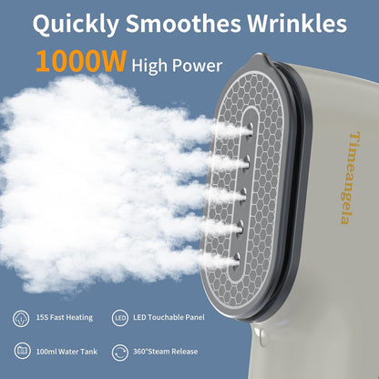 Skiennix Portable Travel Steamer - Mini Handheld Garment Iron for Wrinkle-Free Clothing | Compact Gray Design