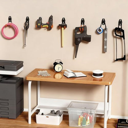 GeeWatom Garage Storage Hooks - Durable Steel Wall Mount Tool Organizer | 4 Pack - Black U Hooks