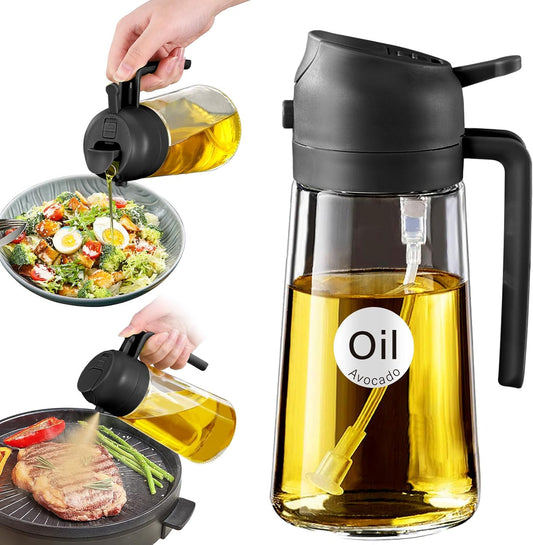YARRAMATE Glass Olive Oil Sprayer - 16oz Food Grade Premium Spray Bottle for Cooking | Black