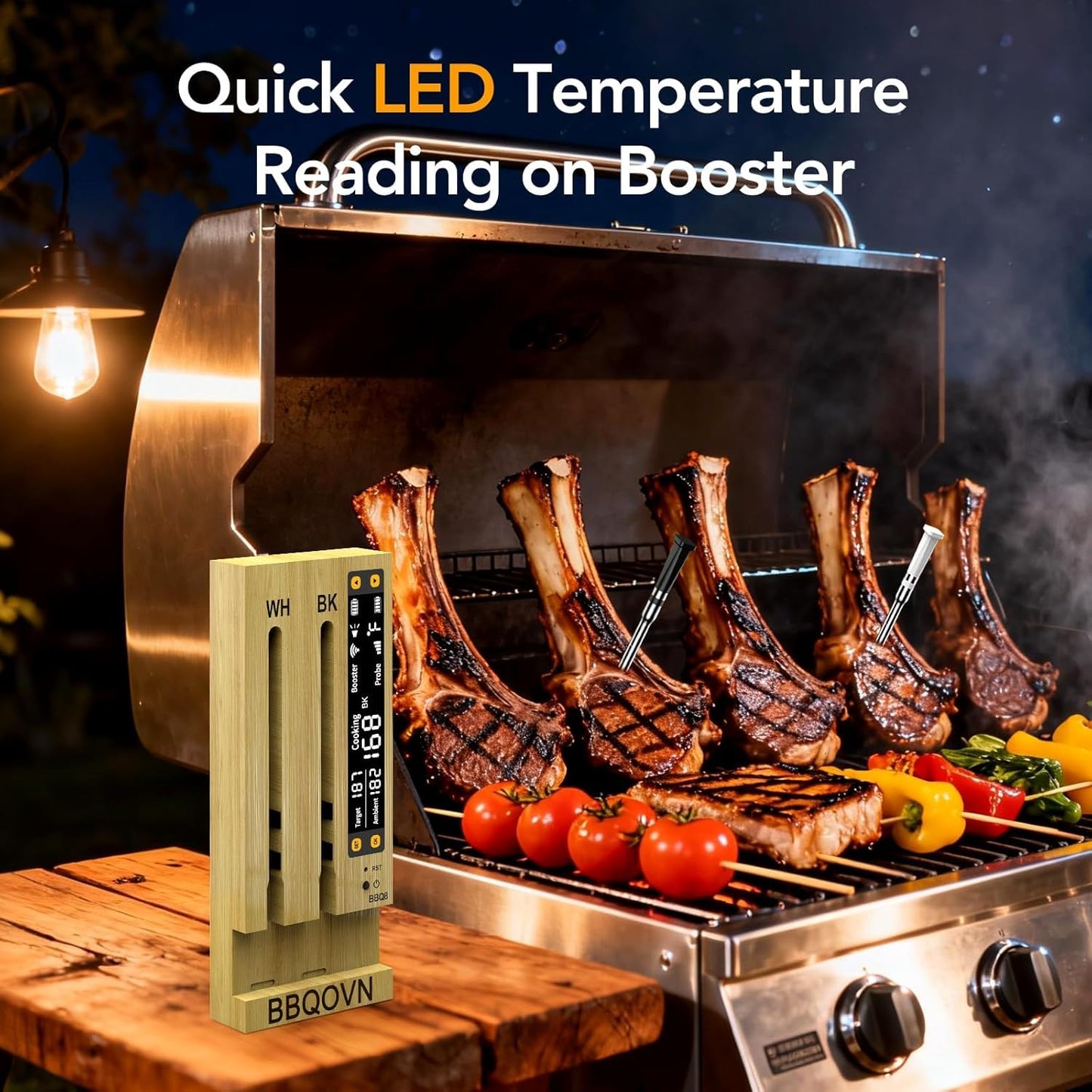 BBQOVN Wireless Meat Thermometer - Unlimited Range, Dual Probes & NIST Certified Sensors | Smart App for BBQ & Grill