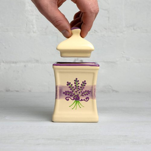 City to Cottage Ceramic Kitchen Herb & Spice Storage Jar - 5.3oz/150ml, Cream Lavender Floral Design