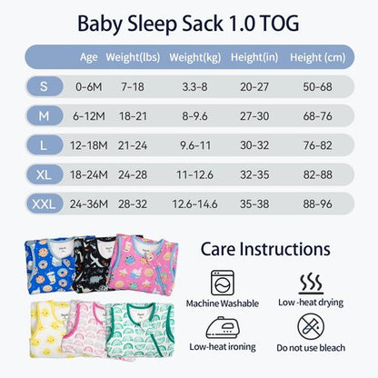 EasyFi Rayon Made from Bamboo Sleep Sack 2t-3t Supersoft Toddler Sleep Sack 24-36 Months 1.0 Tog Baby Wearable Blanket with 2-Way Zipper Unisex Sleeping Bag for Babies