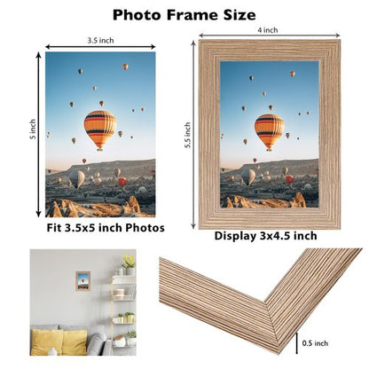 JCJMY 3.5x5 Picture Frame Rustic Brown for Wall or Tabletop, 3.5 x 5 Wall Gallery Poster Photo Frame with Shatter Resistant Plexiglass, Rustic Brown