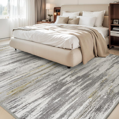 tchdio 5x7 Area Rugs for Living Room, Machine Washable Modern Abstract Non Slip Rug, Soft Indoor Carpet for Bedroom Office Dorm, Dark Grey