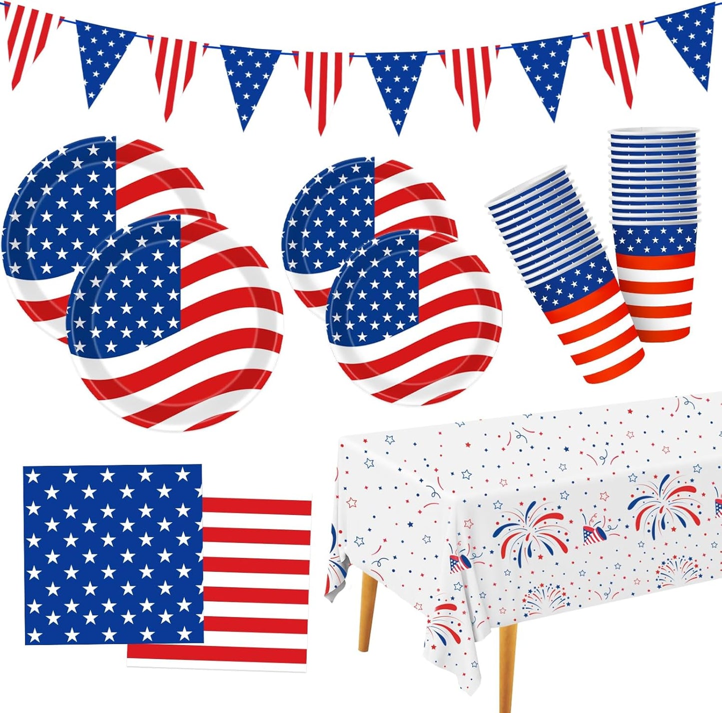 Regine Switzerland 4th of July Decorations - Patriotic Party Supplies with Plates, Napkins & Cups for 25 Guests
