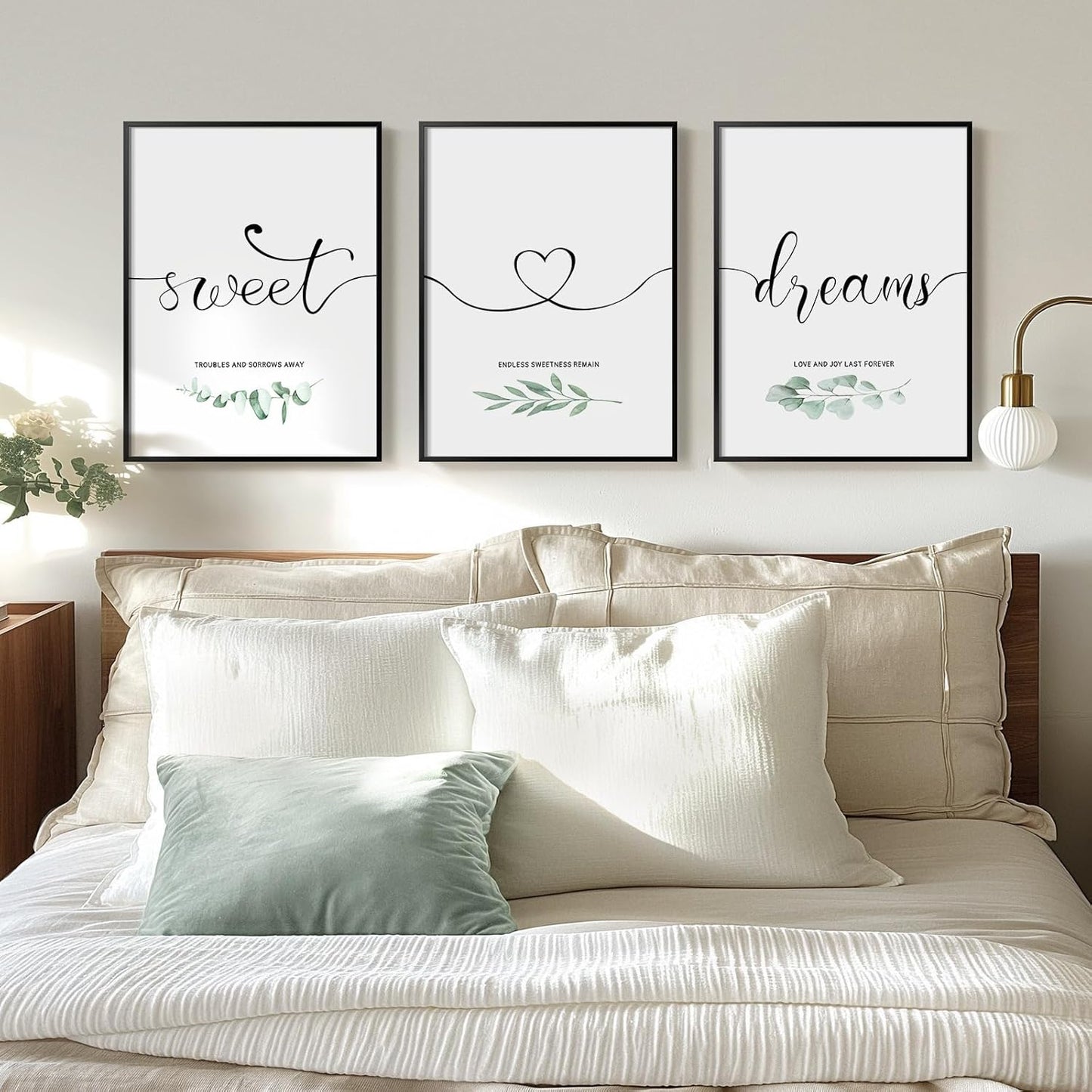 Sweet Dreams Wall Art by Framed | Modern Minimalist Canvas Prints for Bedroom Decor | 12x16 Inch