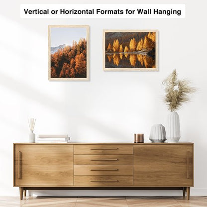 JCJMY 11x14 Picture Frame for Wall Hanging, Wall Mounting Horizontally or Vertically, 11 x 14 Wall Gallery Poster Photo Frame with Shatter Resistant Plexiglass, Natural