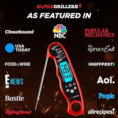 Alpha Grillers Digital Meat Thermometer - Instant Read Food Thermometer for Cooking & Grilling | Perfect Gift for Home Chefs