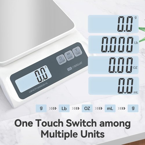 CYBERGIANT Precision Digital Food Scale - 13lb Capacity, Stainless Steel Platform & LCD Display for Meal Prep