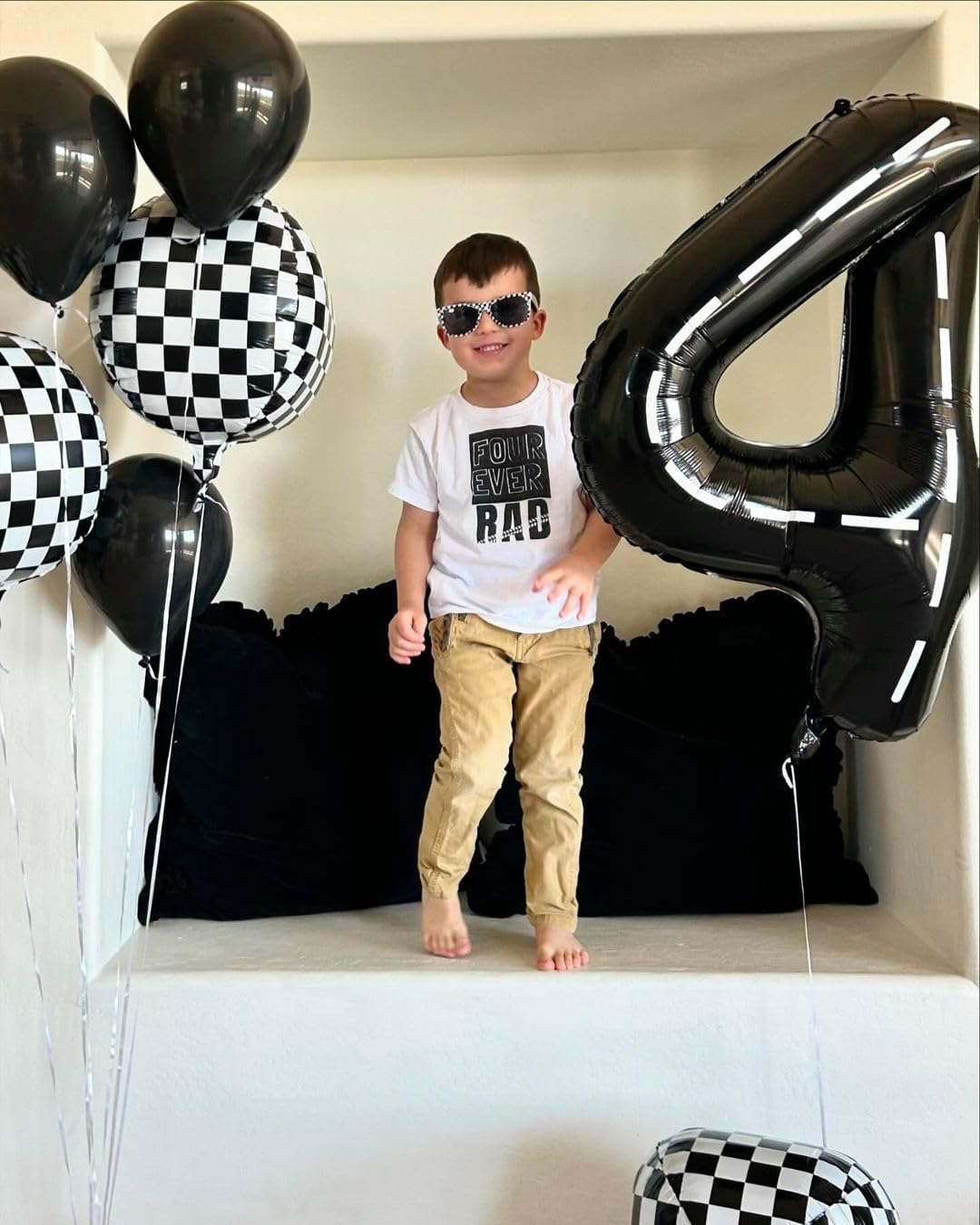 Race Car Number Balloon - 40 Inch Black 0 Balloon for Boys' Birthday Party Decorations