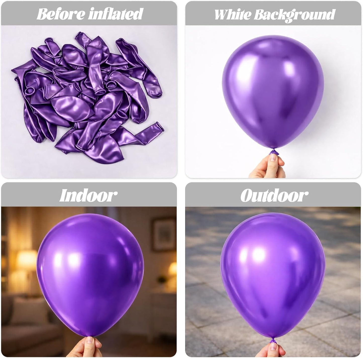 Voircoloria Metallic Purple Balloons - 12-Inch Chrome Latex Party Balloons | 66-Pack for Celebrations