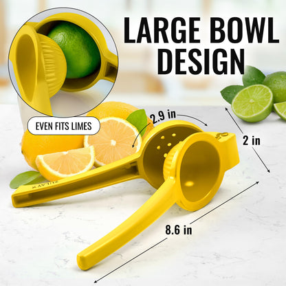 Zulay Kitchen Metal Lemon Squeezer - Handheld Lemon Juicer Squeezer - Easy to Use Citrus Juicer - Manual Press for Extracting the Most Juice Possible - Extracts Every Last Drop