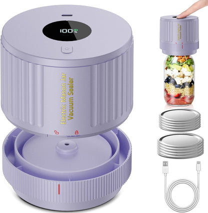 Regine Switzerland Electric Mason Jar Vacuum Sealer Kit - Ideal for Wide & Regular Mouth Jars - Purple