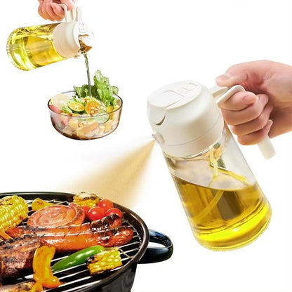 Glass Oil Spray Bottle by [Brand Name] - 16oz Refillable Olive Oil Dispenser | Fine Mist & Stream, Leak-Proof - Black