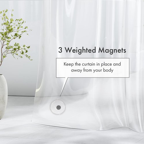 Amazer Plastic Shower Curtain Liner with Magnets, 72x72 Clear Shower Liner Medium Weight Waterproof Inside Shower Curtains Liner for Bathroom with Rustproof Grommet