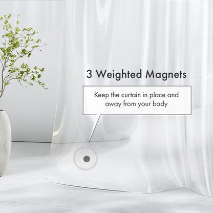 Amazer Plastic Shower Curtain Liner with Magnets, 72x72 Clear Shower Liner Medium Weight Waterproof Inside Shower Curtains Liner for Bathroom with Rustproof Grommet