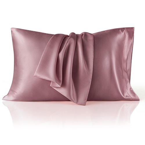 Bedsure Satin Pillowcase for Hair and Skin Queen - Silky Pillowcase 2 Pack with Envelope Closure, Similar to Silk Pillow Cases, Gifts for Women Men, Nostalgia Rose, 20x30 Inches, 2pcs