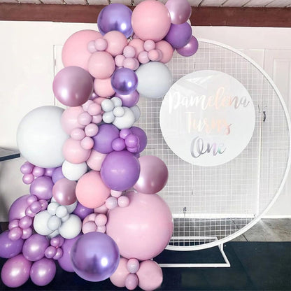 Togvu 12-Inch Metallic Purple Pink Balloons - 60 Pack Lavender & Light Pink Latex for Parties