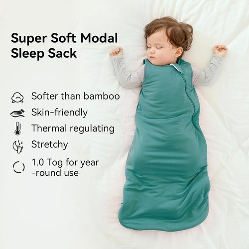 BubblePanda Modal Sleep Sack - Super Soft 1.0 Tog Toddler Blanket for 6-12 Months | 2-Way Zipper