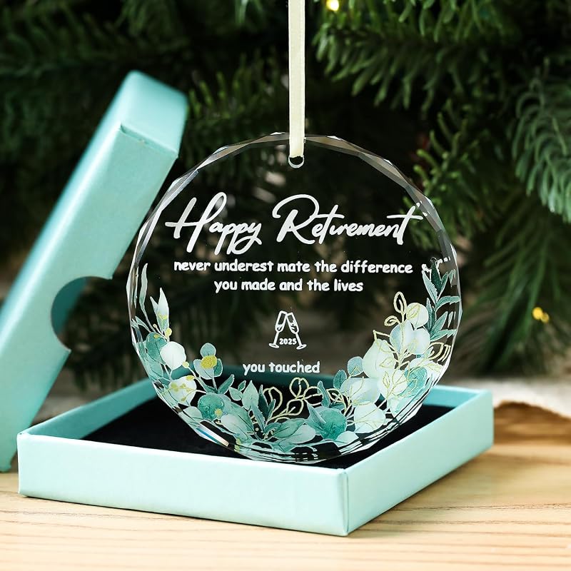 Mr & Mrs Crystal Glass Ornament 2026 - Just Married Wedding Gift 3.15" Ball, Gift Box, Lanyard