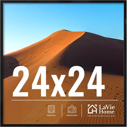 LaVie Home 24x24 Picture Frame - Classic Black Wall Display Frame with HD Plexiglas