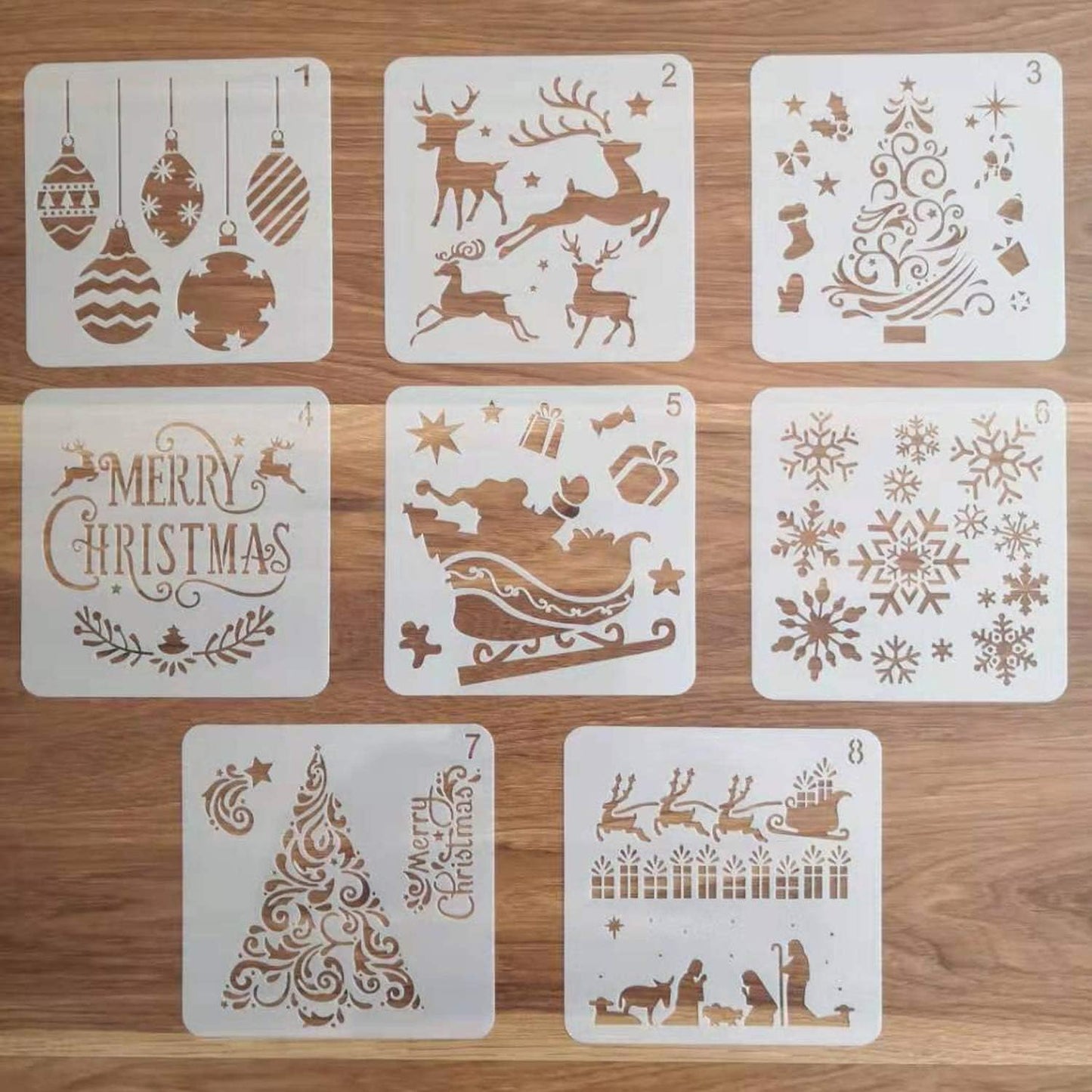 Skiennix Christmas Stencils - Reusable Plastic Craft Templates for Holiday DIY Decor | 5x5 Inch